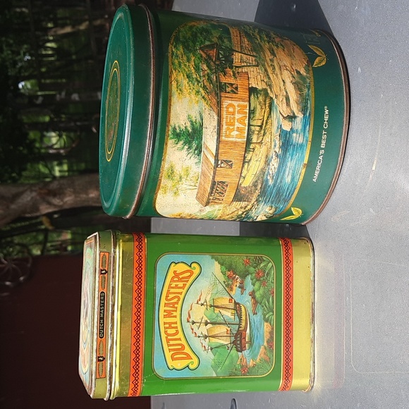 Two Vintage Metal Tins, Dutch Masters Cigars and Red Man Chewing Tobacco - Picture 1 of 15